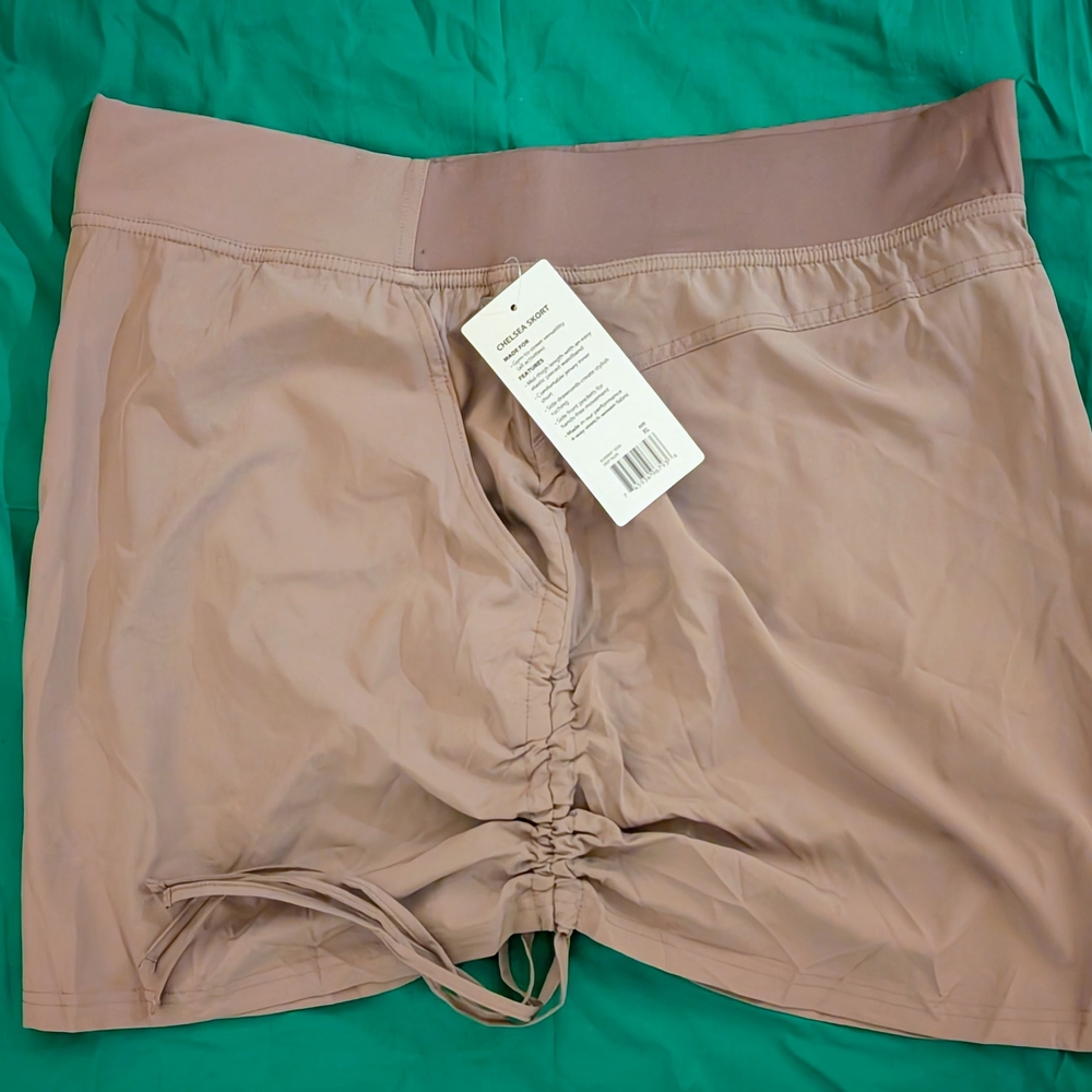 Athleta Tan Ruched Swim Shorts